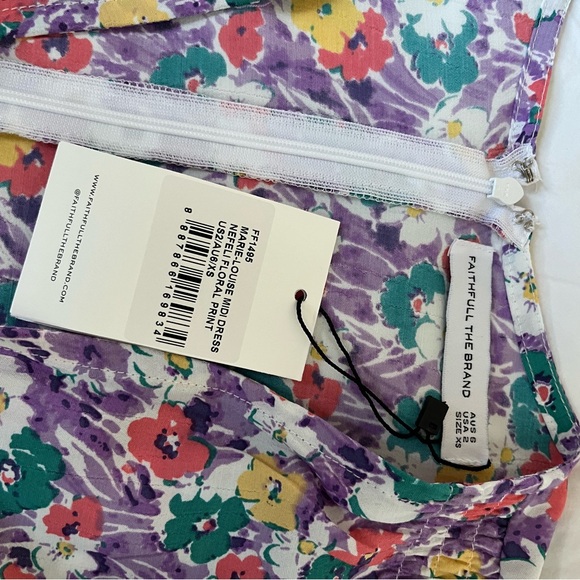 NWT Faithfull the Brand | Marie-Louise Floral Puff Sleeve Midi Dress Size 2 / XS - Picture 9 of 10